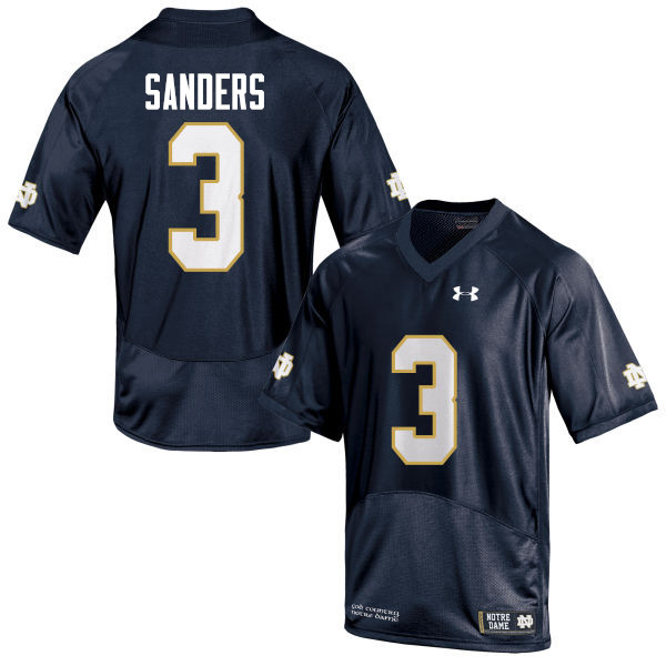 Men #3 C.J. Sanders Notre Dame Fighting Irish College Football Jerseys-Navy Blue